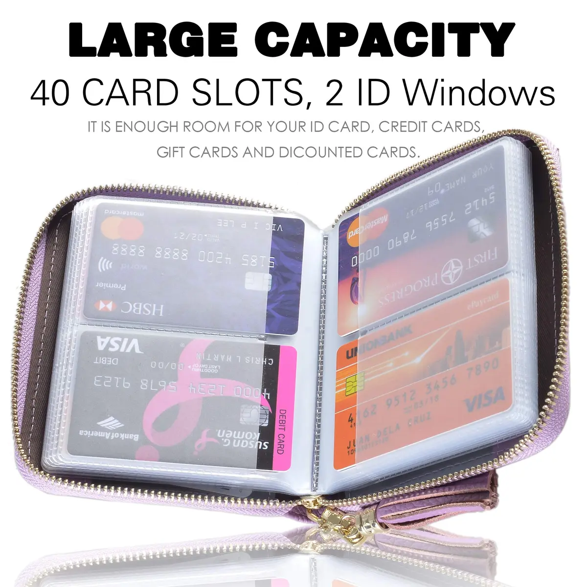 Easyoulife Womens Genuine Leather RFID Blocking Card Holder Wallet | 40 Card Slots - view 3