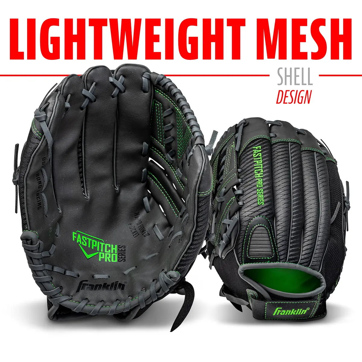 Franklin Sports Windmill Series Softball Glove 12" | Youth Fastpitch Fit, Lightweight Mesh, Adjustable Wrist - view 5