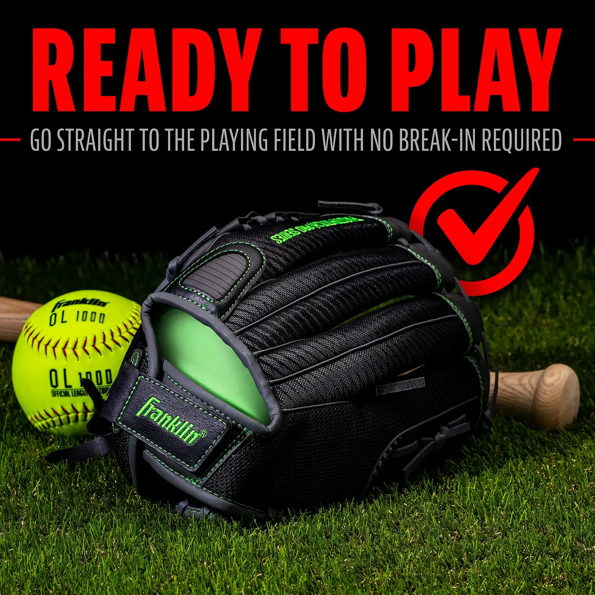 Franklin Sports Windmill Series Softball Glove 12" | Youth Fastpitch Fit, Lightweight Mesh, Adjustable Wrist - view 7