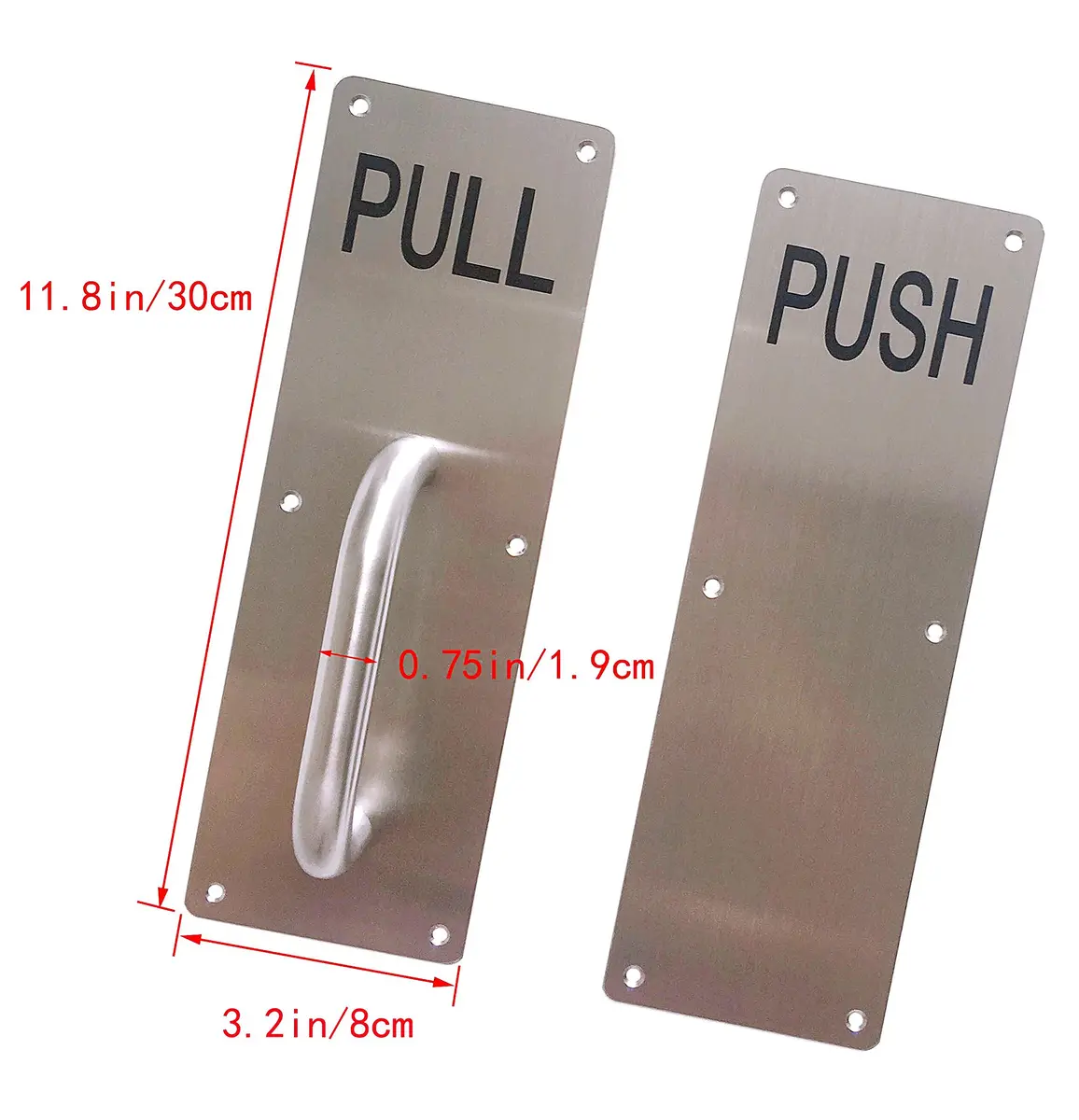 Aimyoo Stainless Steel Door Handle, Pull & Push Plate 11.8" x 3.2" | Corrosion-Resistant Commercial Handle - view 3