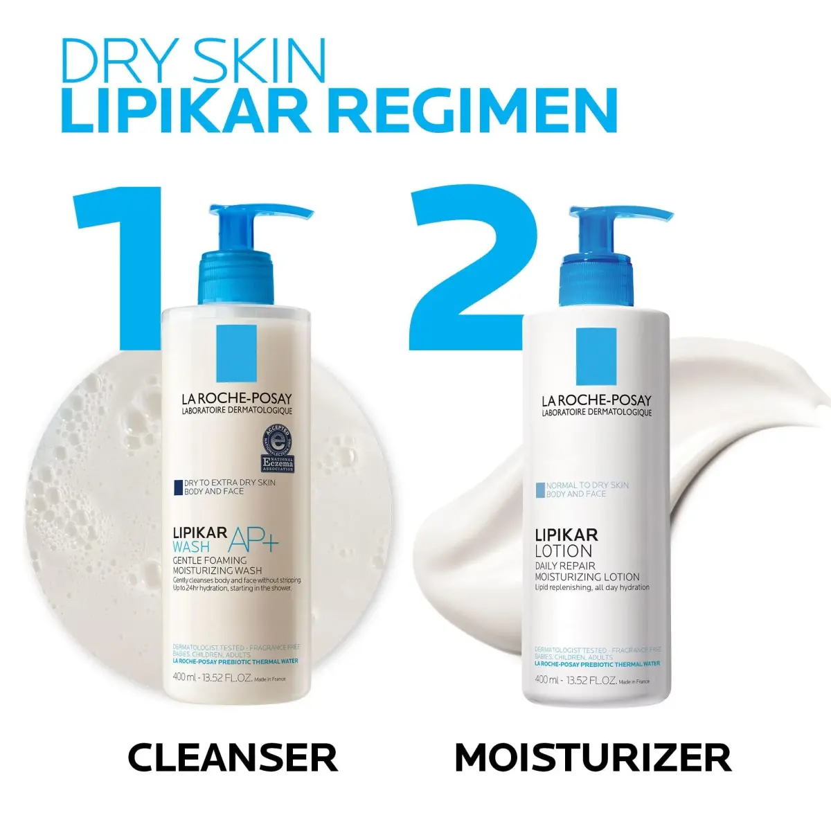 La Roche-Posay Lipikar Moisturizing Body Lotion for Dry Skin 400ml (13.5 Fl Oz) | Daily Hydration Accepted by National Eczema Association - view 6