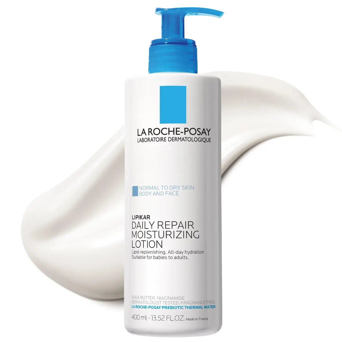 La Roche-Posay Lipikar Moisturizing Body Lotion for Dry Skin 400ml (13.5 Fl Oz) | Daily Hydration Accepted by National Eczema Association - main product image