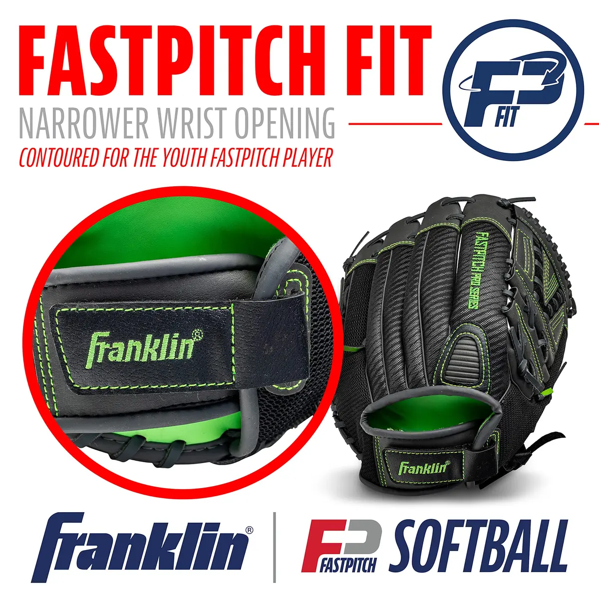 Franklin Sports Windmill Series Softball Glove 13" Lime | Youth Fastpitch Infield - view 5
