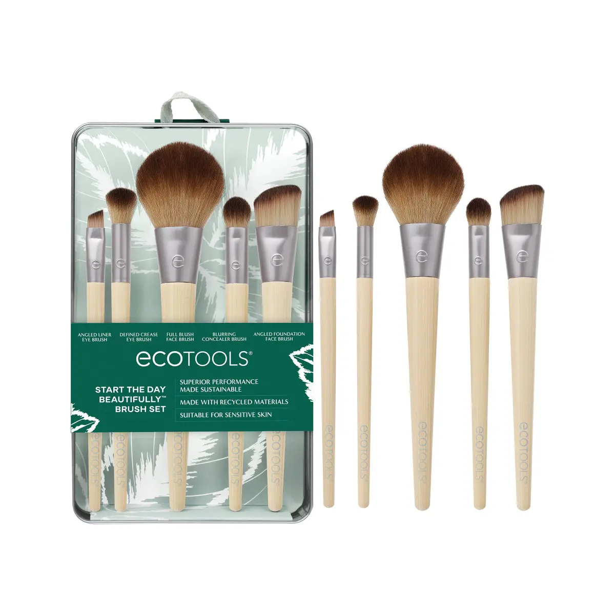 EcoTools 6 Piece Start the Day Beautifully Makeup Brush Set | Vegan & Cruelty-Free with Bamboo Handles - main product image