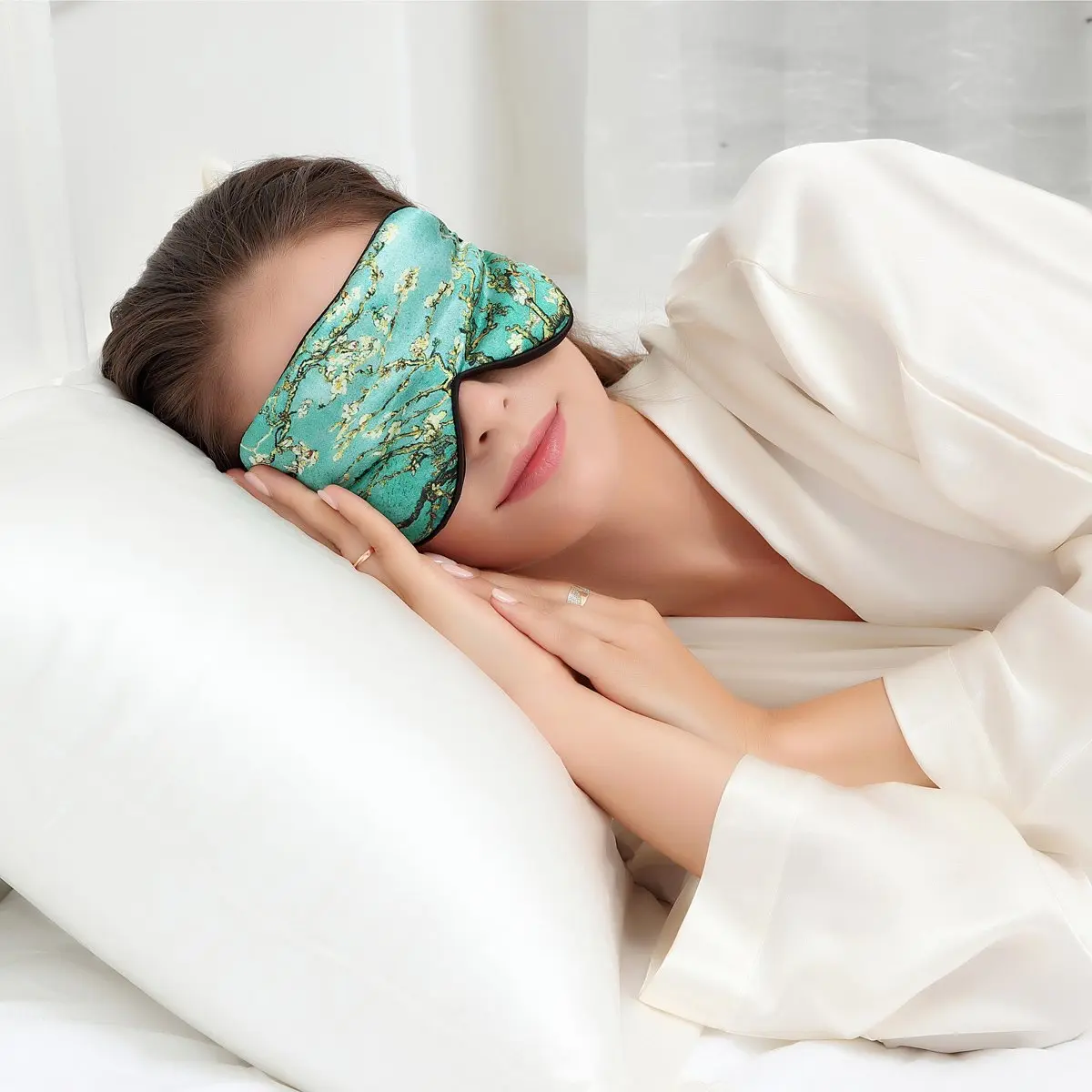 ALASKA BEAR Mulberry Silk Sleep Mask, Van Gogh - The Tree of Life | 100% Pure Silk, Hypoallergenic, Adjustable Strap - view 5
