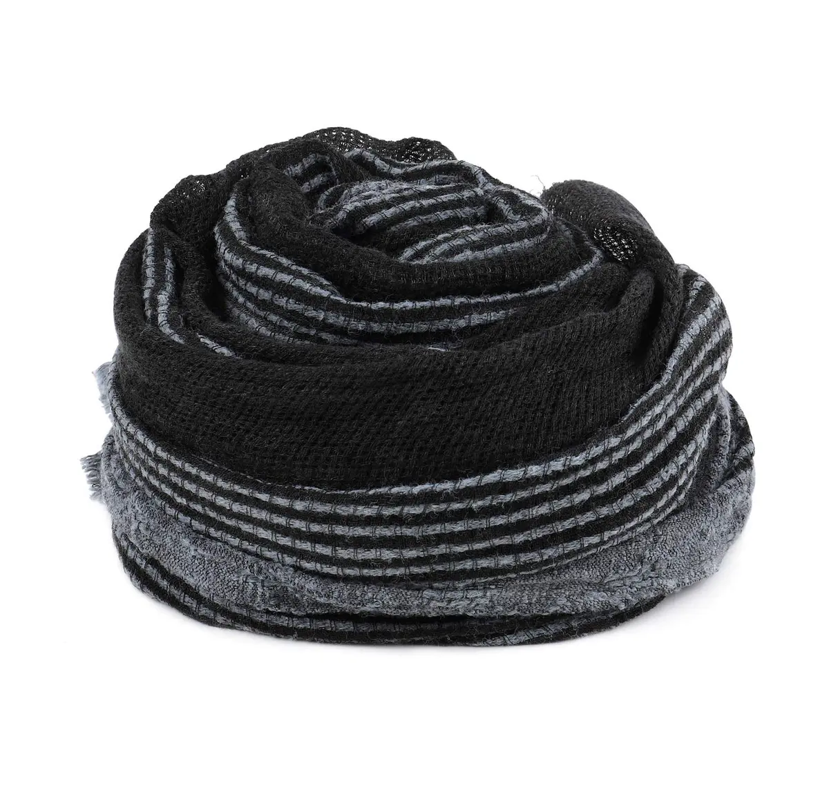 GERINLY Cotton-Linen Men Scarves Stripe Crinkle 75cm x 180cm | Reversible Summer Wrap for Travel & Casual Wear - view 7