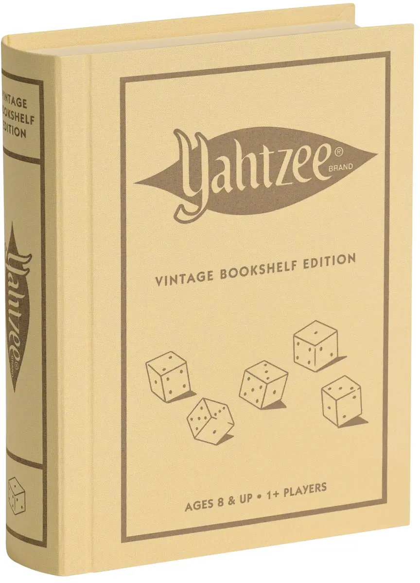 WS Game Company Yahtzee Vintage Bookshelf Edition Classic Dice Game Set | Elegant Decor & Fun - main product image