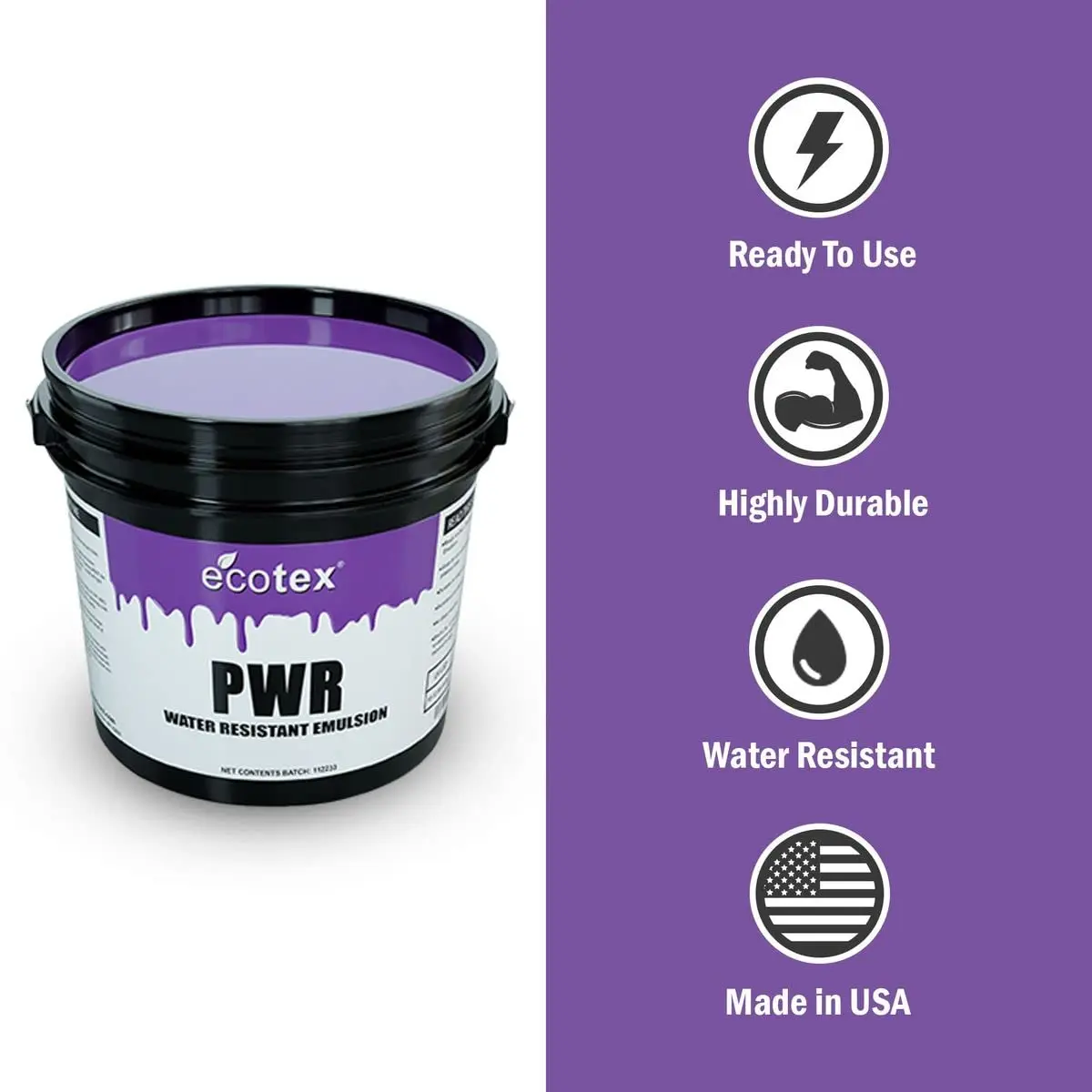 Ecotex® PWR Screen Printing Emulsion - 128 Fl Oz | Water & Plastisol Ink Ready, Ultra-Fast, Durable, Made in USA - view 5