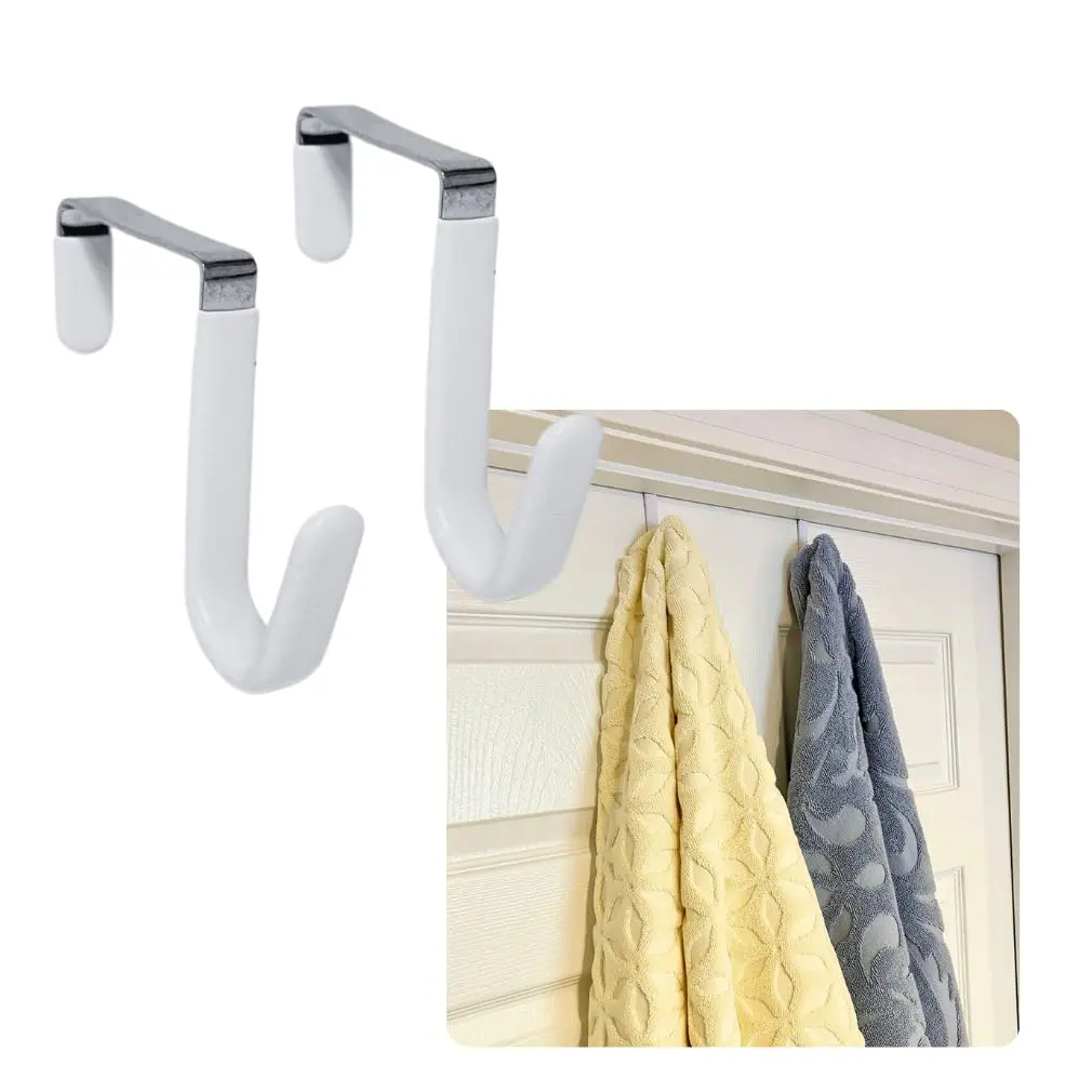 Evelots Over the Door Hooks, 2 Pack Heavy Duty Coat, Hat & Towel Hangers | Rust-Resistant Stainless Steel, Fits Doors up to 2 Inches Thick - main product image