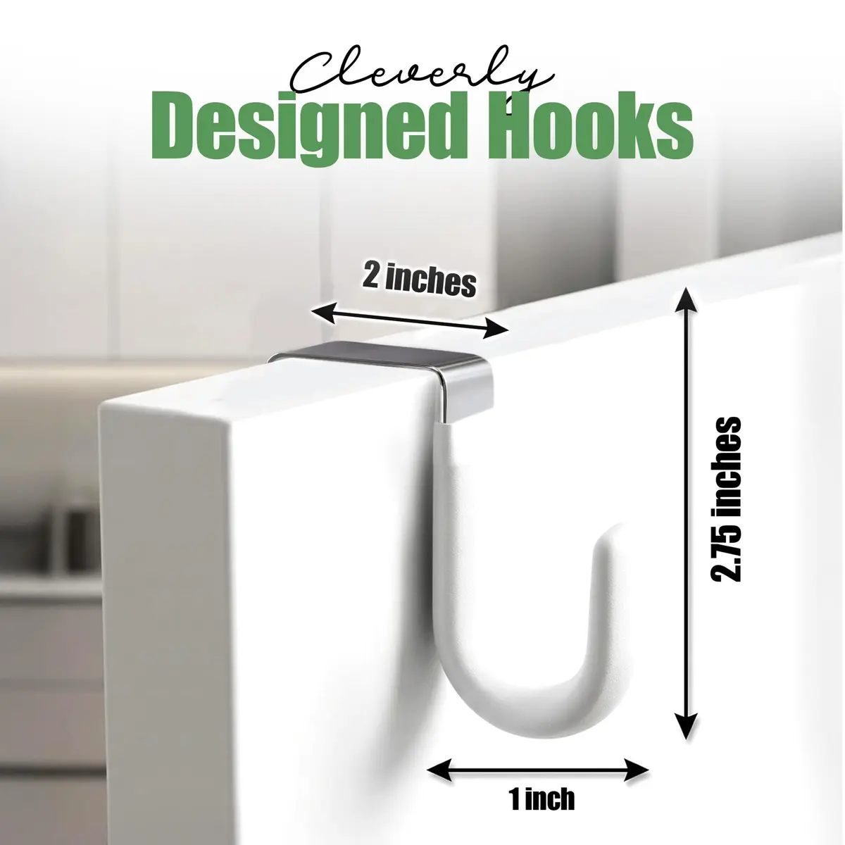 Evelots Over the Door Hooks, 2 Pack Heavy Duty Coat, Hat & Towel Hangers | Rust-Resistant Stainless Steel, Fits Doors up to 2 Inches Thick - view 6