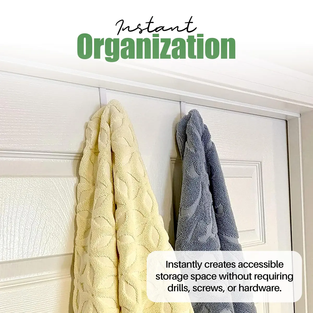 Evelots Over the Door Hooks, 2 Pack Heavy Duty Coat, Hat & Towel Hangers | Rust-Resistant Stainless Steel, Fits Doors up to 2 Inches Thick - view 7