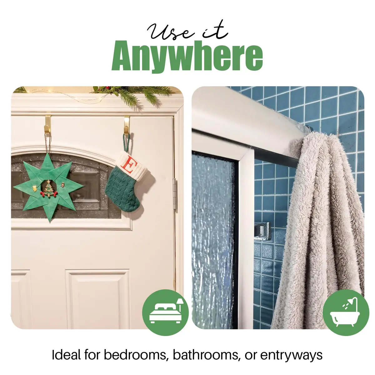 Evelots Over the Door Hooks, 2 Pack Heavy Duty Coat, Hat & Towel Hangers | Rust-Resistant Stainless Steel, Fits Doors up to 2 Inches Thick - view 4
