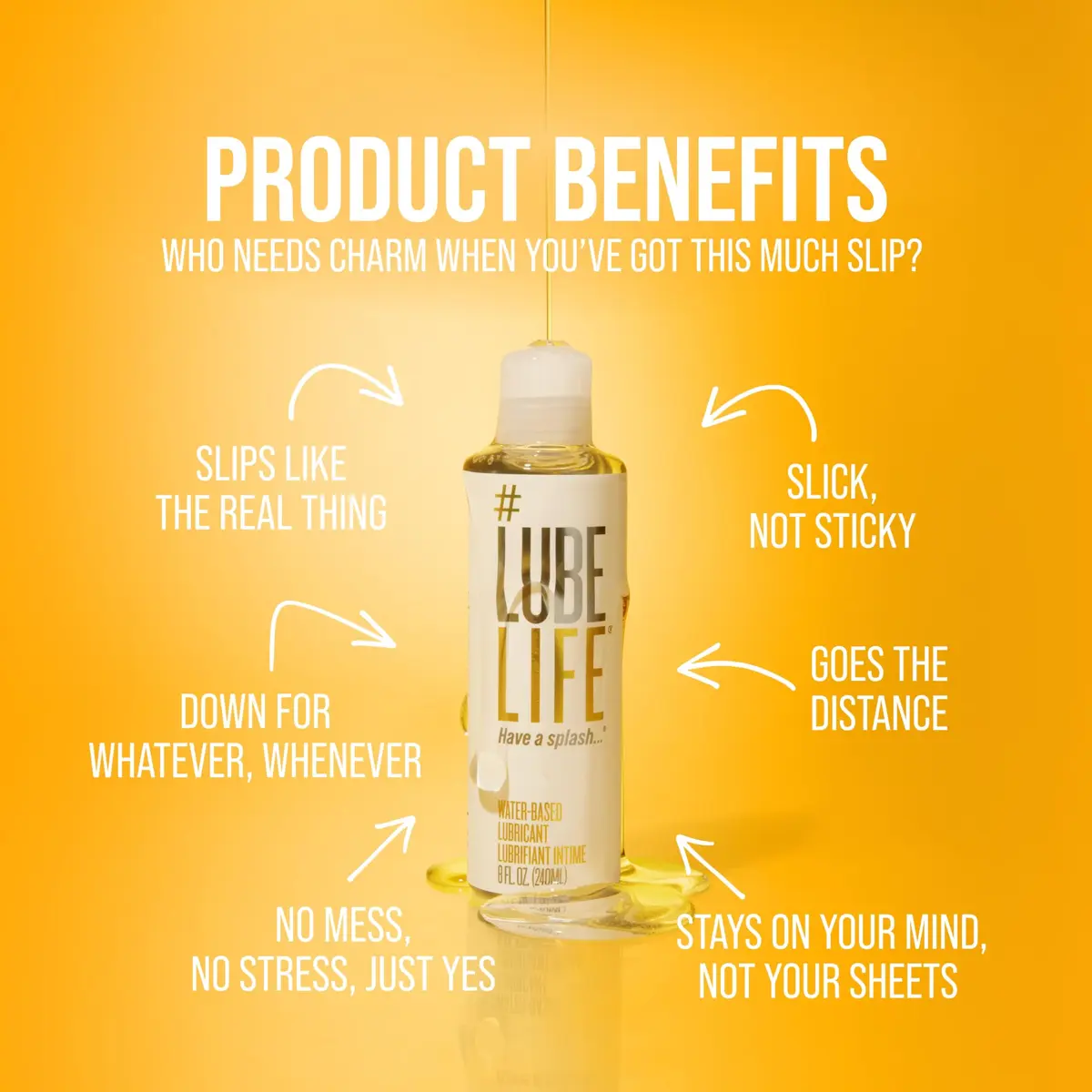 LubeLife Water Based Personal Lubricant 240ml (8 Fl Oz) | Condom & Toy Safe, Easy Clean-Up - view 7