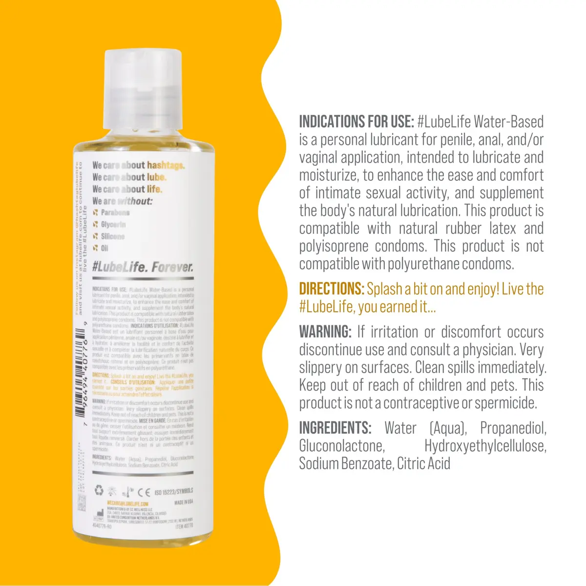 LubeLife Water Based Personal Lubricant 240ml (8 Fl Oz) | Condom & Toy Safe, Easy Clean-Up - view 2