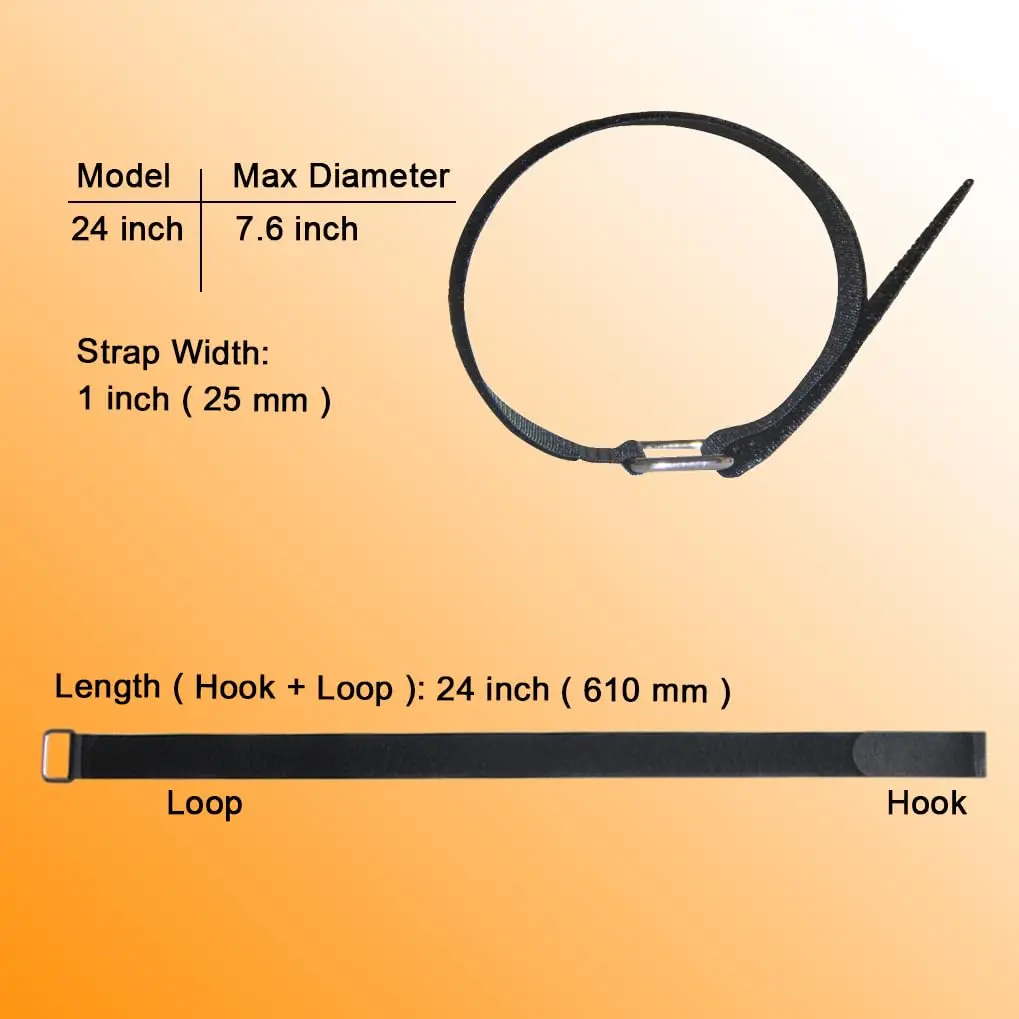 VIGAER 24 inch Hook and Loop Cable Strap - Reusable Nylon Fastening Strap, 12 Pack, Black, 24 inch (60 cm) | Durable & Adjustable - view 2