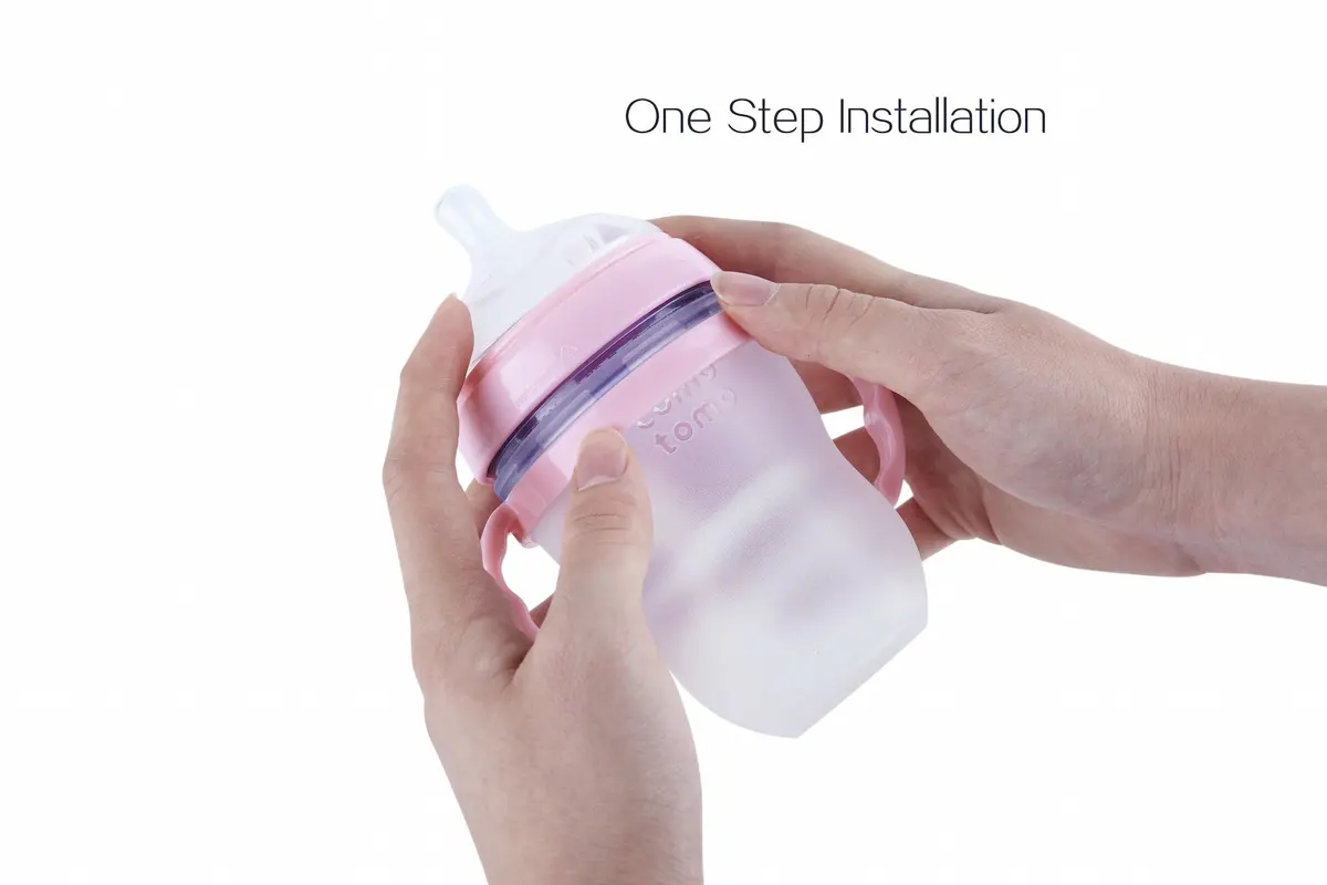 GOLOHO Baby Bottle Handle for Comotomo Bottles 8 oz & 5 oz | Soft Grip, Anti-Slip, BPA-Free, Pink - view 4
