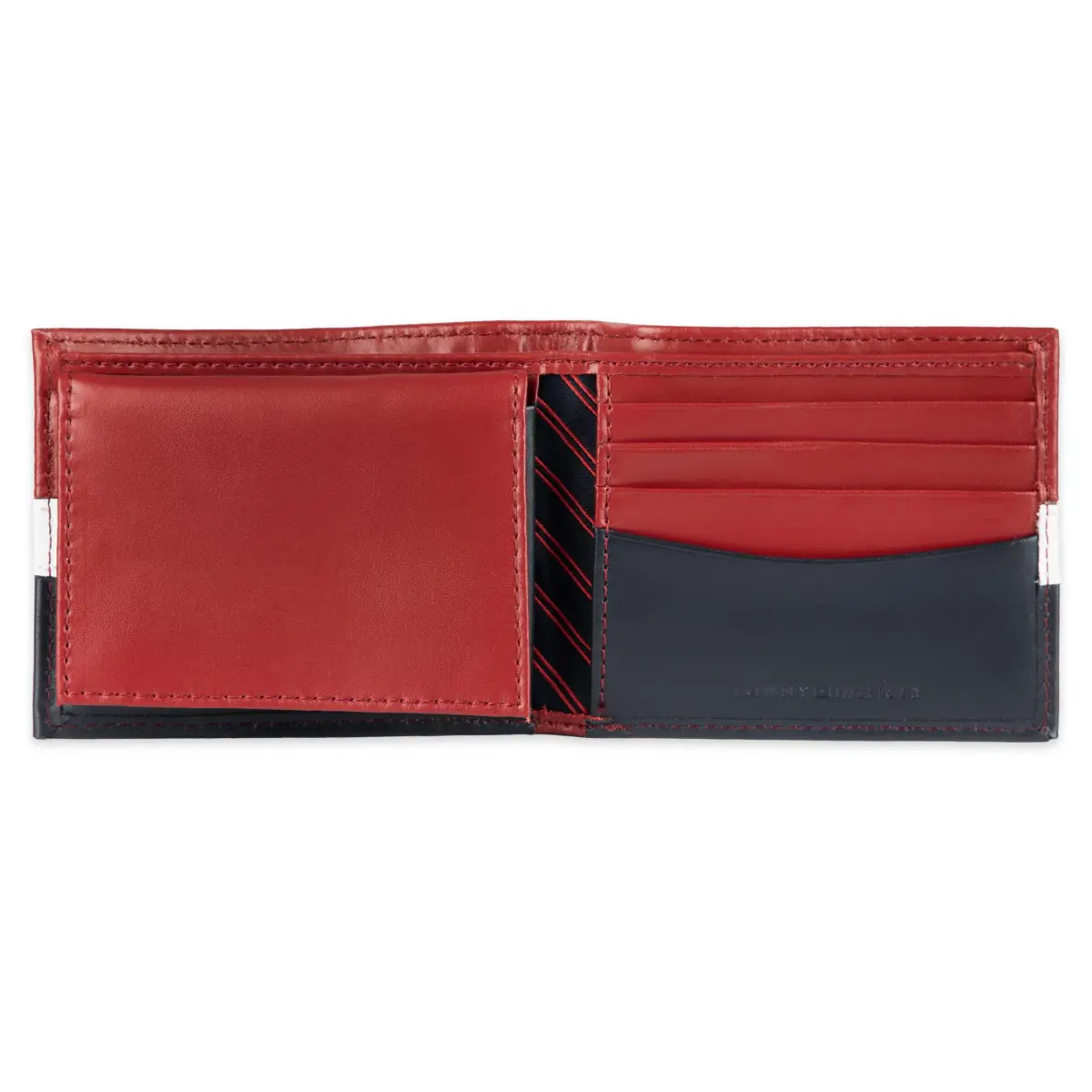 Tommy Hilfiger Men's Leather Bifold Wallet with Removable ID Window, Red/Navy (13.5 cm x 10.9 cm) | RFID Blocking Classic Passcase - view 2