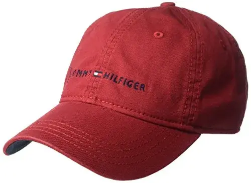 Tommy Hilfiger Men's Logo Dad Baseball Cap in Tommy Red - Adjustable Cotton Fit - main product image