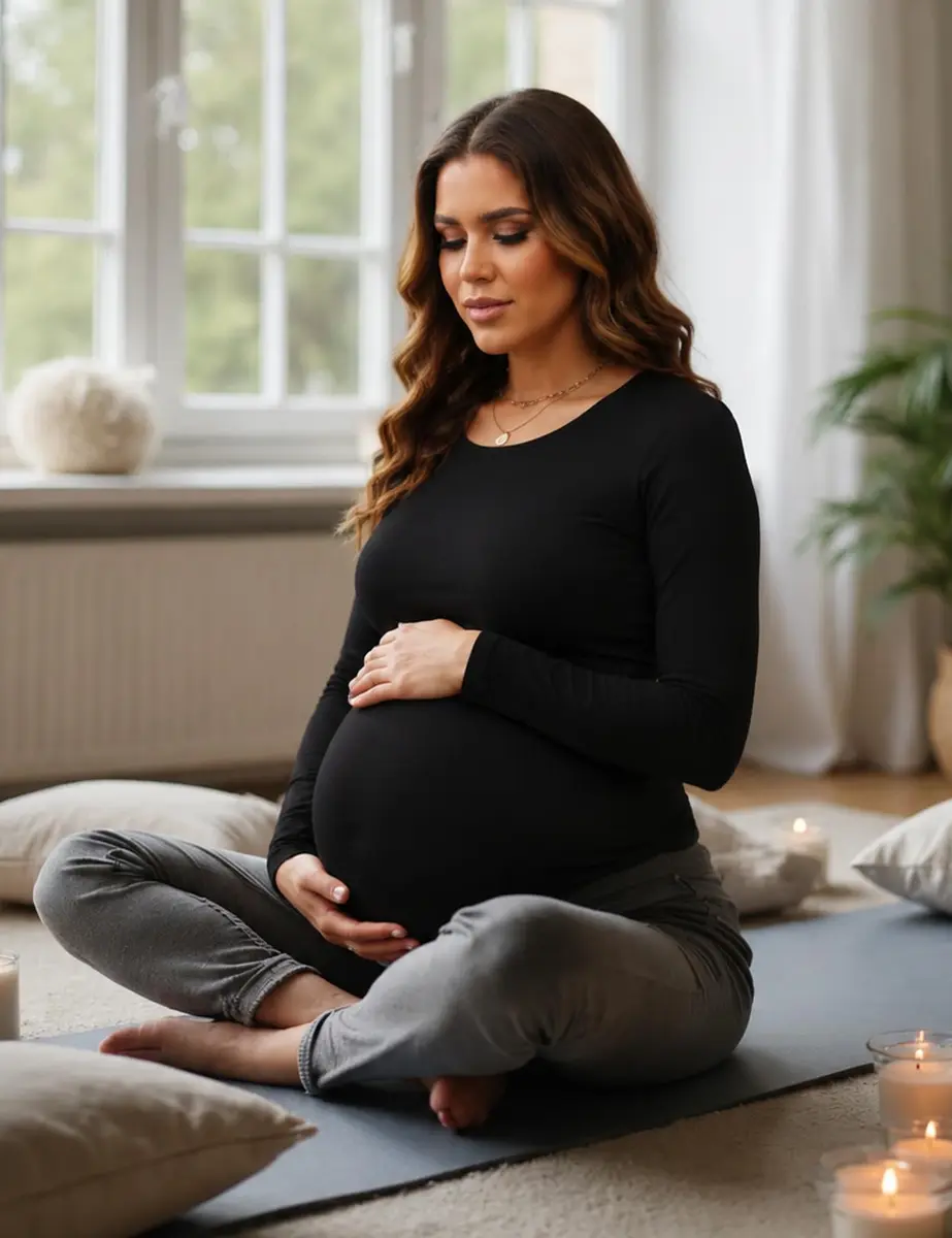 Bhome Maternity Shirt Long Sleeve Basic Top Ruch Sides Bodycon Tshirt for Pregnant Women Black S | Soft, Breathable, Flexible Fit - view 2