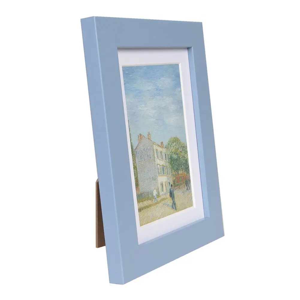 Muzilife Blue 5x7 Wood Picture Frame with Mat, Real Glass Cover, 4 Pack | Classic Rustic Wall & Tabletop Frame - view 5