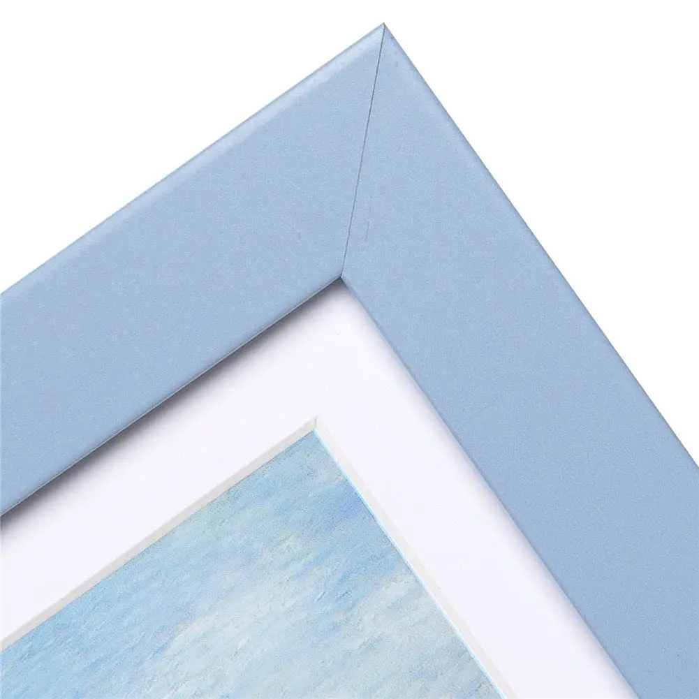 Muzilife Blue 5x7 Wood Picture Frame with Mat, Real Glass Cover, 4 Pack | Classic Rustic Wall & Tabletop Frame - view 6