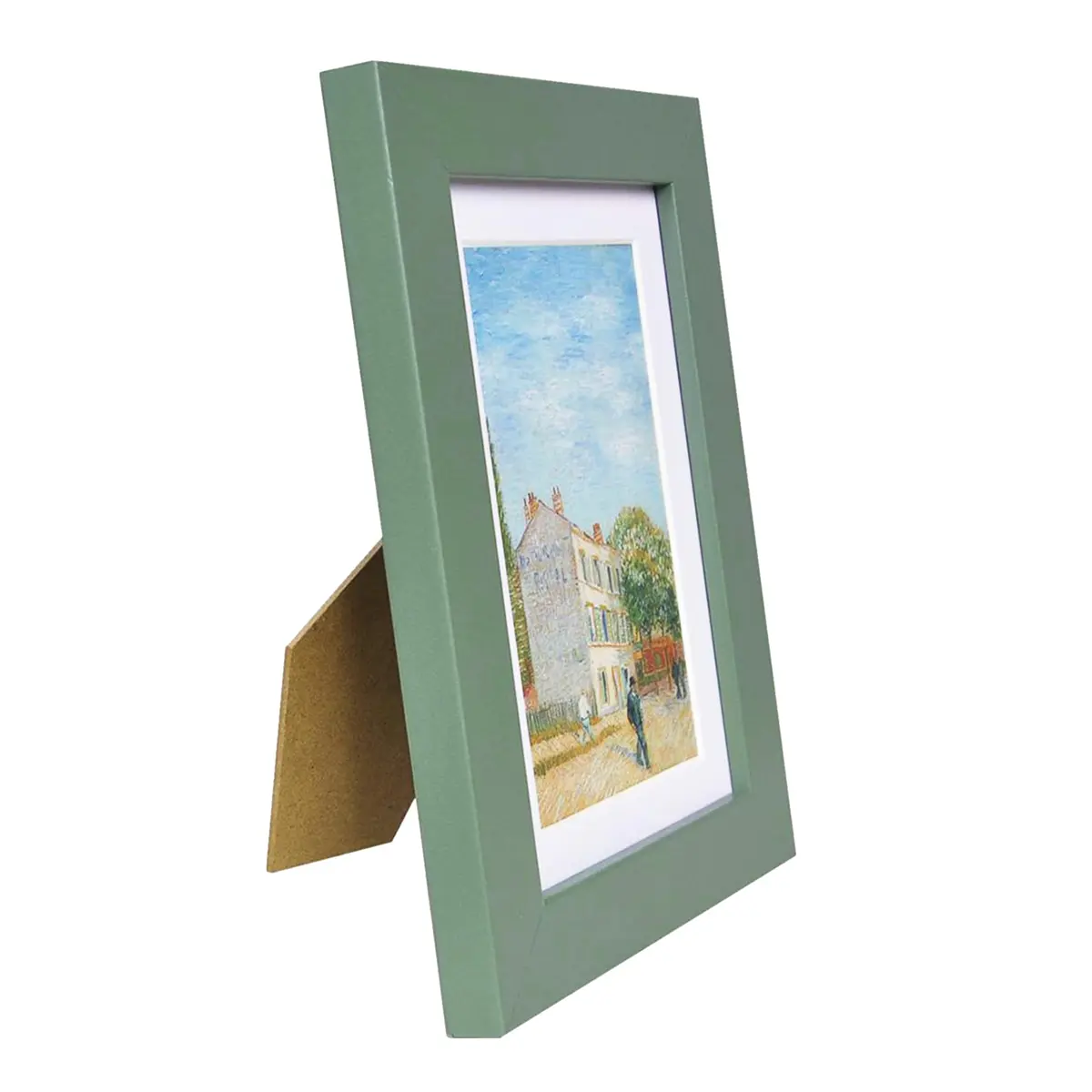 Muzilife Green 5x7 Wood Picture Frame with Mat, Real Glass Cover, 4 Pack | Classic Rustic Design for Wall & Tabletop Display - view 6