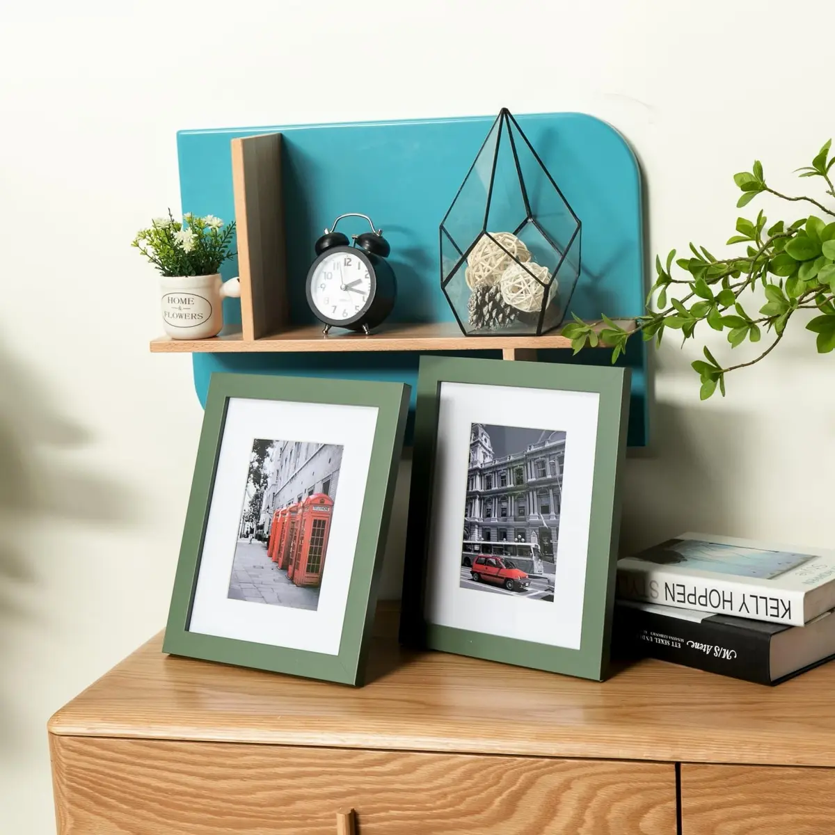 Muzilife Green 5x7 Wood Picture Frame with Mat, Real Glass Cover, 4 Pack | Classic Rustic Design for Wall & Tabletop Display - view 8