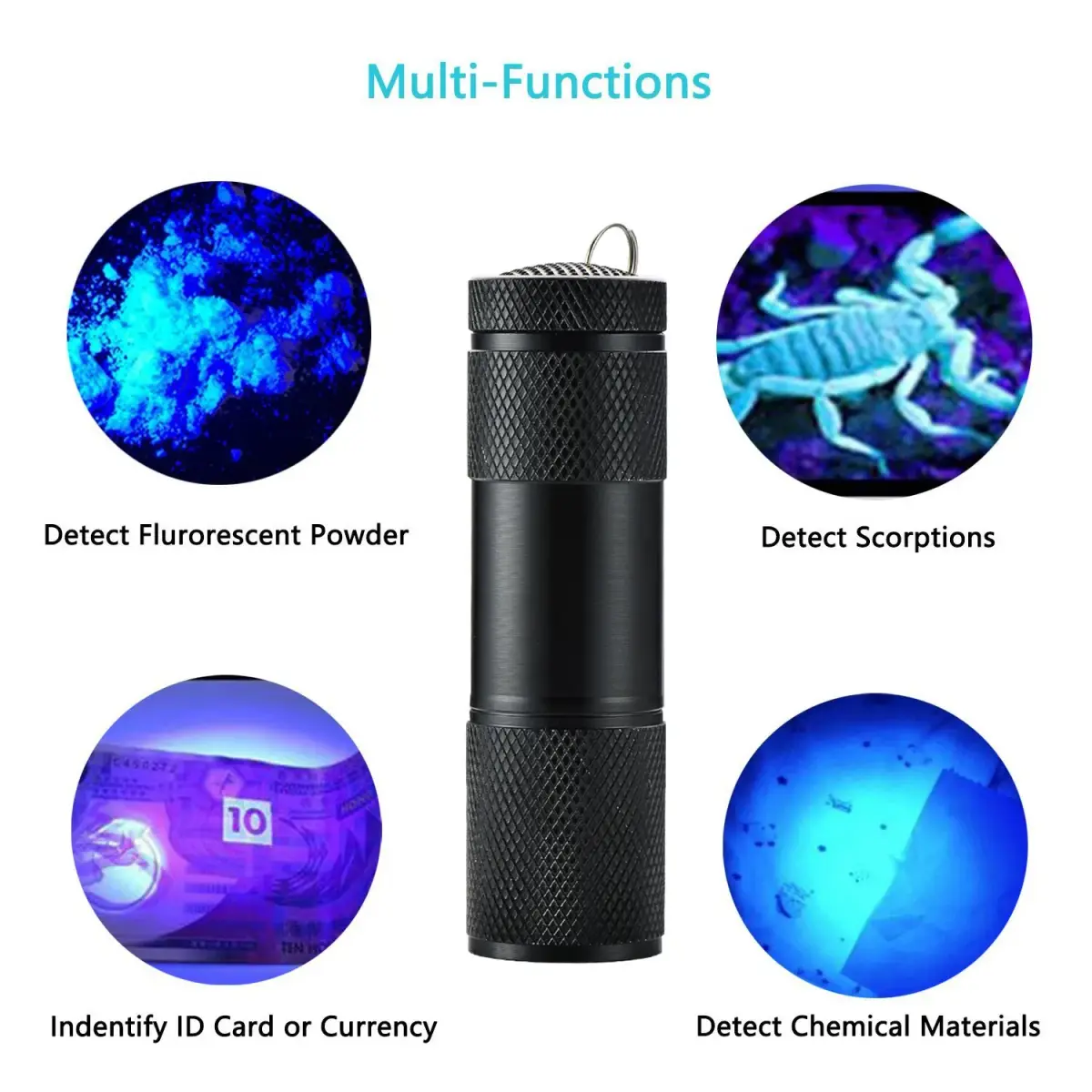 Optimal Shop UV Blacklight Flashlight 9 LED (6 Pack) | Detect Pet Stains, Counterfeit Money, & Hidden Ink - view 5