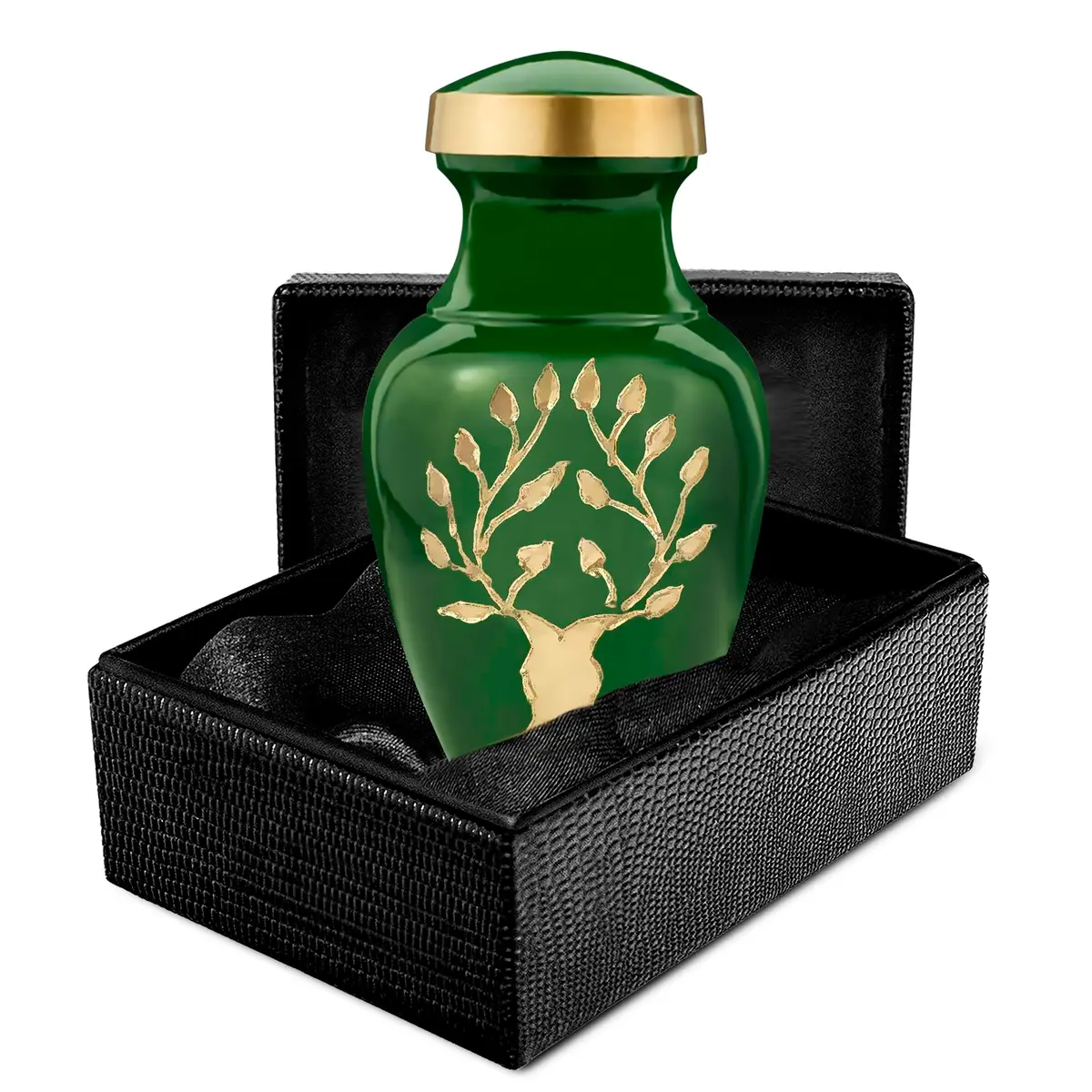 Trupoint Memorials Small Urn for Human Ashes | Tree of Life Keepsake, Green - main product image