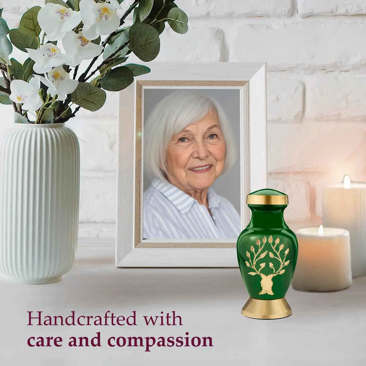 Trupoint Memorials Small Urn for Human Ashes | Tree of Life Keepsake, Green - view 5
