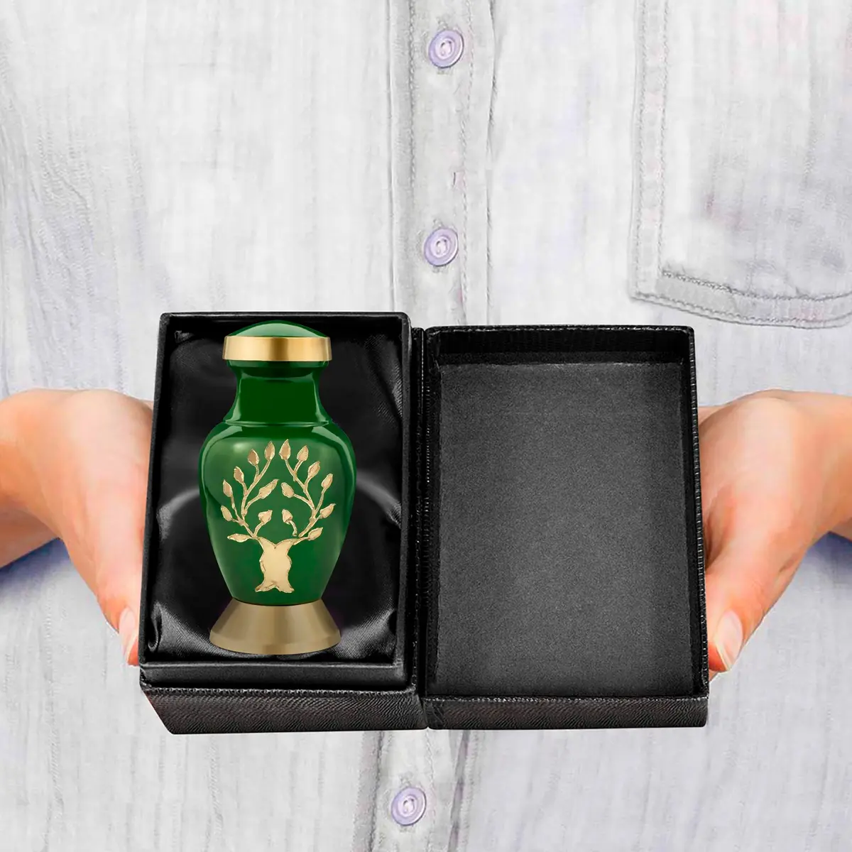 Trupoint Memorials Small Urn for Human Ashes | Tree of Life Keepsake, Green - view 6