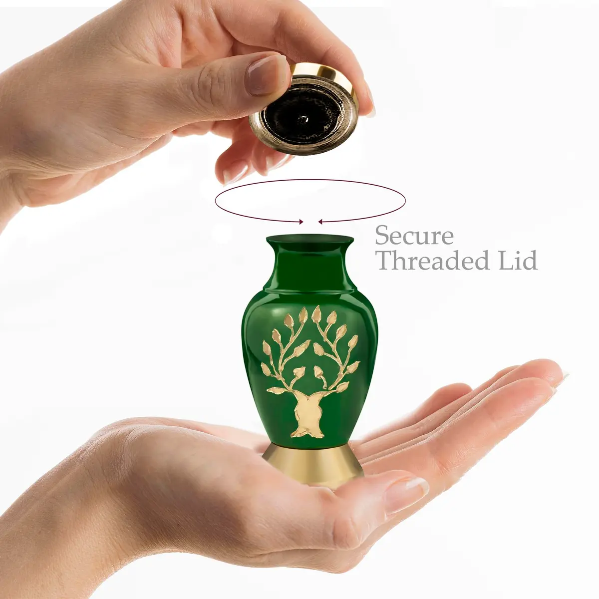 Trupoint Memorials Small Urn for Human Ashes | Tree of Life Keepsake, Green - view 4