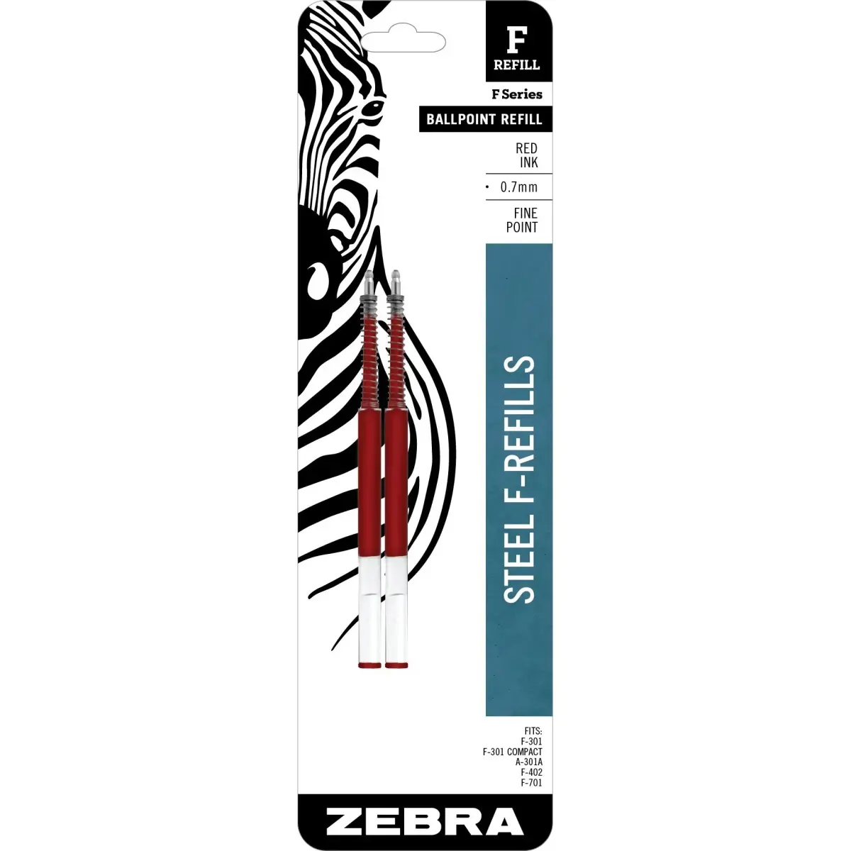 Zebra Pen Red Ballpoint Pen Refill 0.7mm Fine Point (2-Pack) | Smooth Ink Flow for F-Series Pens - main product image