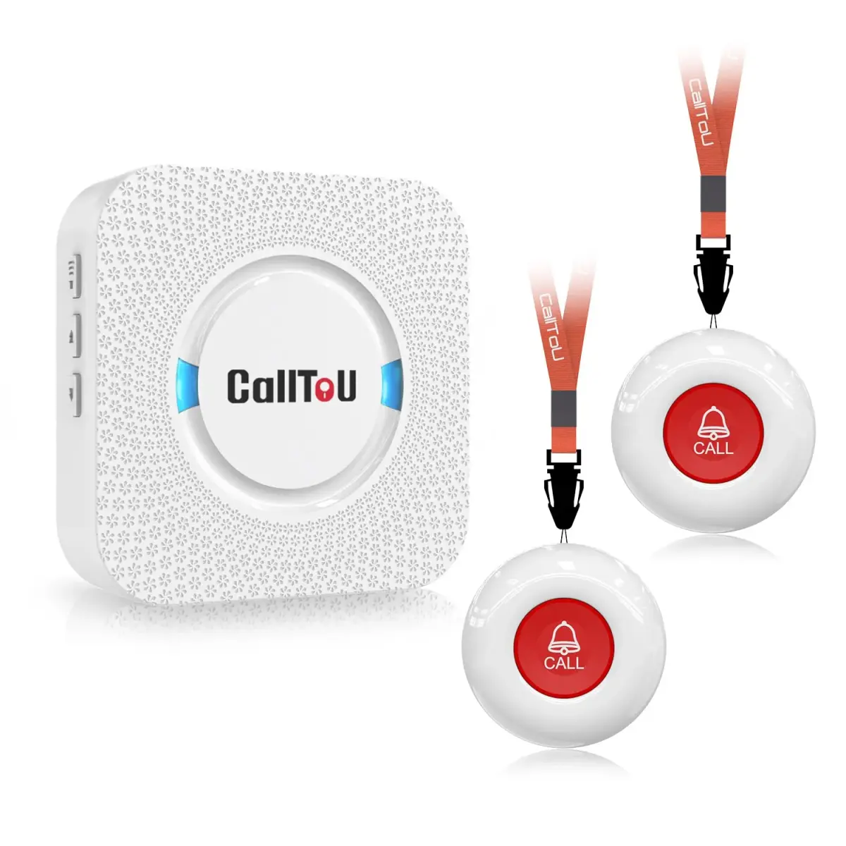 CallToU Caregiver Pager System with 2 Call Buttons & 1 Receiver | 500+ ft Range, Waterproof, 55 Ringtones - main product image