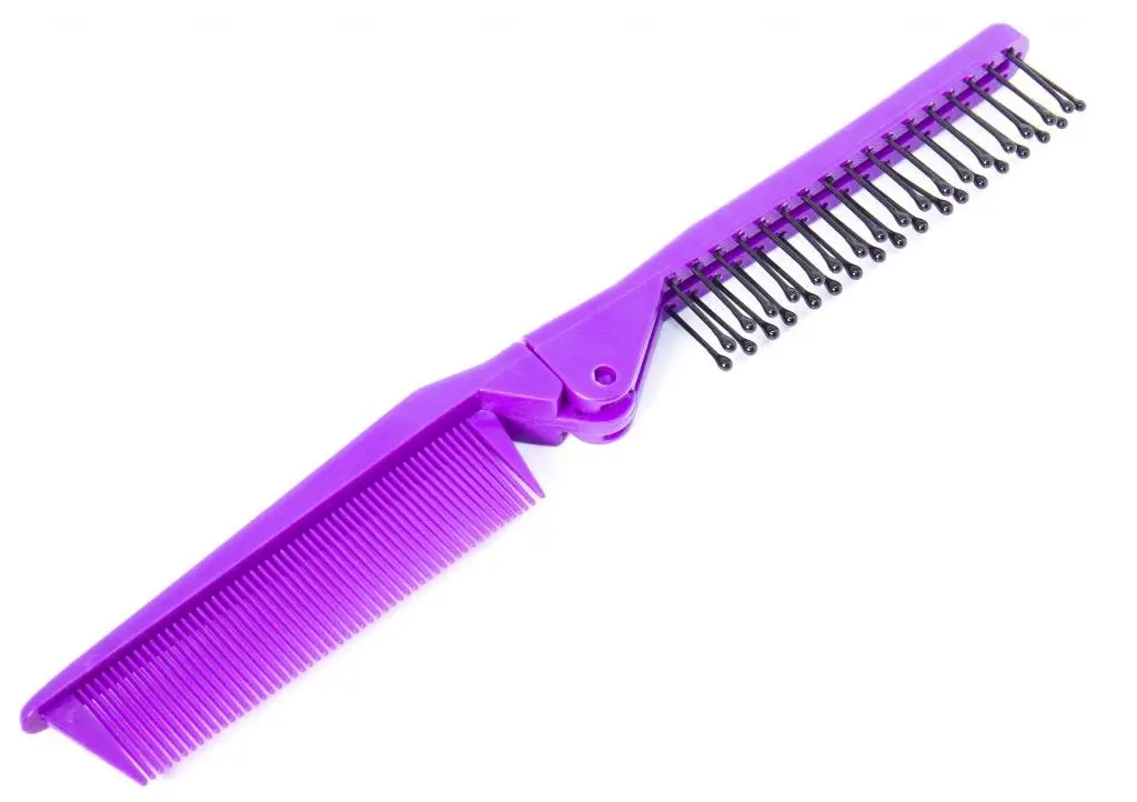 Louise Maelys Folding Hair Comb Double Headed Pocket Travel Comb Purple | Compact, Eco-Friendly, Travel-Ready - view 2