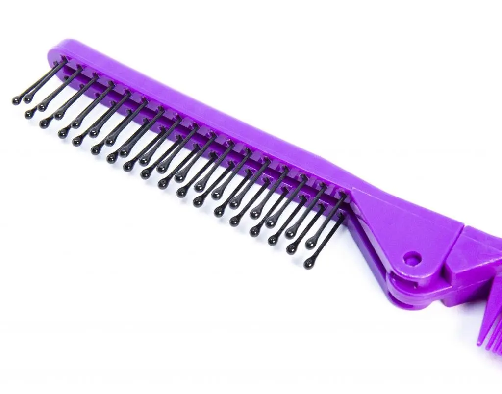 Louise Maelys Folding Hair Comb Double Headed Pocket Travel Comb Purple | Compact, Eco-Friendly, Travel-Ready - view 3