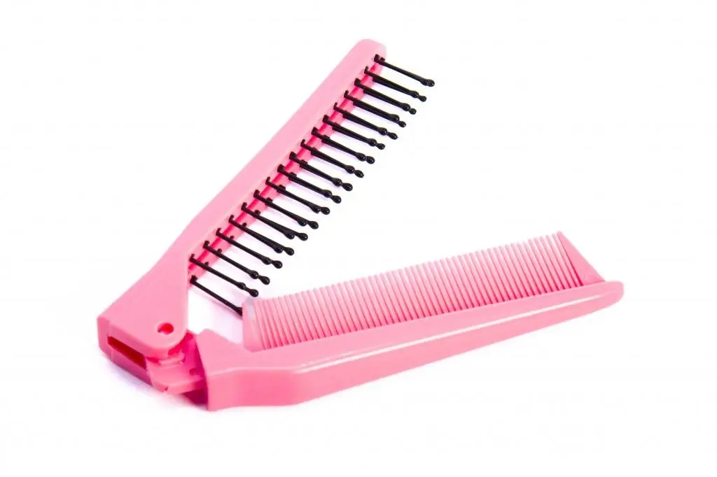 Louise Maelys Folding Hair Comb Pink | Detangles Thick, Curly, or Straight Hair - main product image