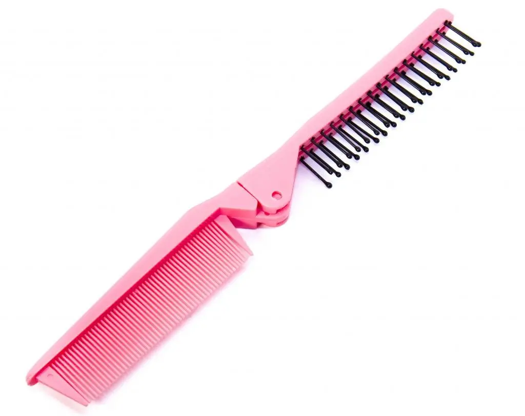 Louise Maelys Folding Hair Comb Pink | Detangles Thick, Curly, or Straight Hair - view 2