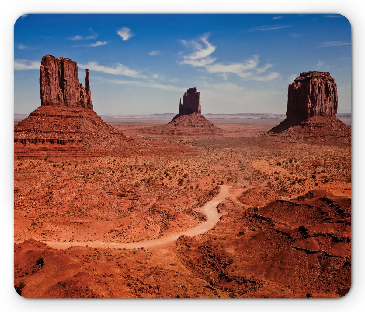 Lunarable Western Mouse Pad, Arizona Canyon Monuments Valley, Non-Slip Rubber, Rectangle, Standard Size, Cinnamon Blue - main product image