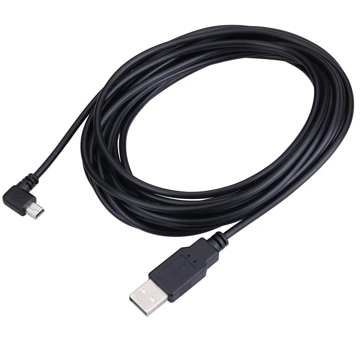 LARRITS 5M (16.4ft) USB 2.0 to Mini USB Cable | Left Angle Power Charge Cord for Dash Cams & GPS - view 2