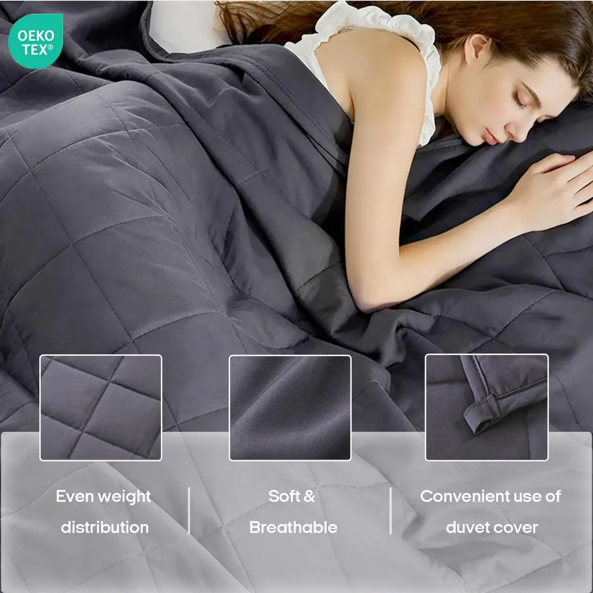 ZonLi Weighted Blanket for Adults 60"x80" | Queen Size Cooling Heavy Blanket with Premium Glass Beads - view 3