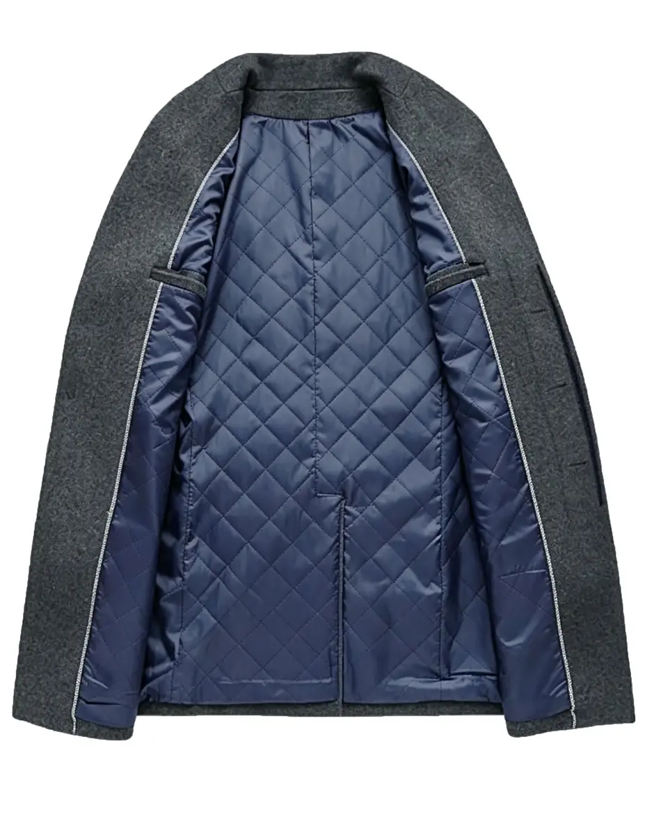 Lavnis Men's Trench Coat Wool Blend Overcoat Slim Fit Topcoat, Gray-2, M | Elegant Fall & Winter Outerwear - view 7