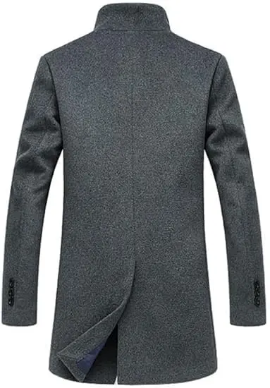 Lavnis Men's Trench Coat Wool Blend Overcoat Slim Fit Topcoat, Gray-2, M | Elegant Fall & Winter Outerwear - view 6