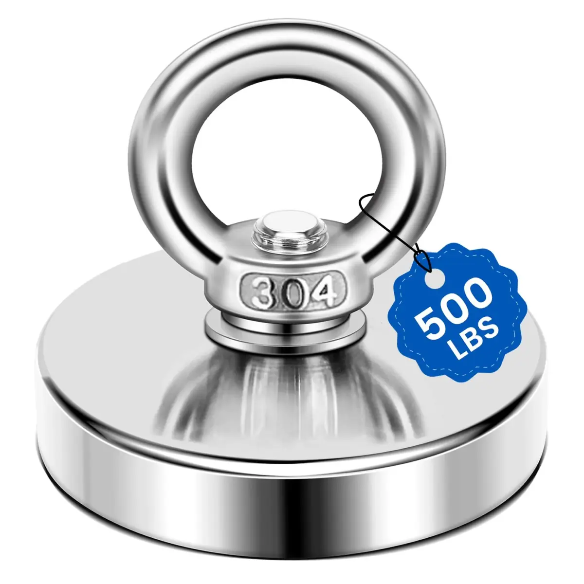 DIYMAG Super Strong Neodymium Fishing Magnet 60mm (2.36 Inch) 227kg (500 LBS) Pulling Force with Countersunk Hole | Industrial Lifting Magnet - main product image