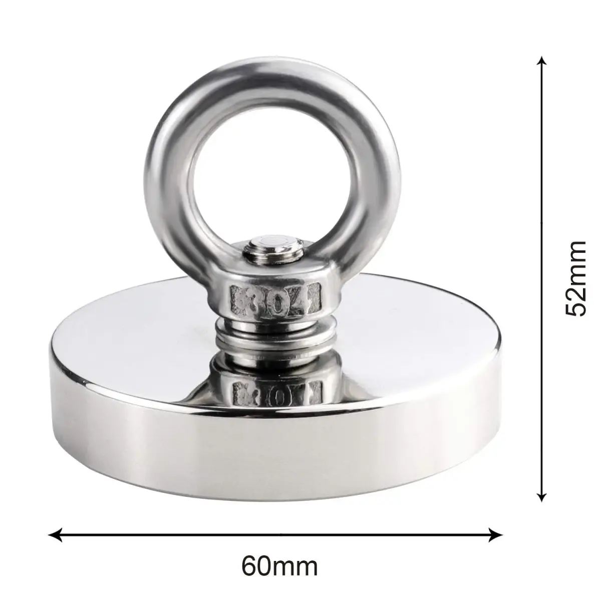 DIYMAG Super Strong Neodymium Fishing Magnet 60mm (2.36 Inch) 227kg (500 LBS) Pulling Force with Countersunk Hole | Industrial Lifting Magnet - view 2