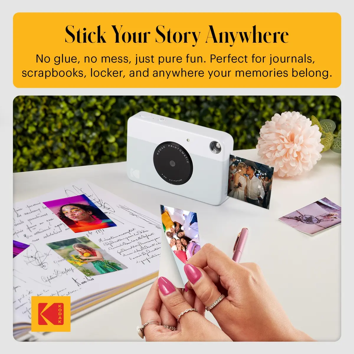 KODAK Printomatic Instant Print Camera Grey | 5MP, 2x3" Sticky-Back Prints - view 5