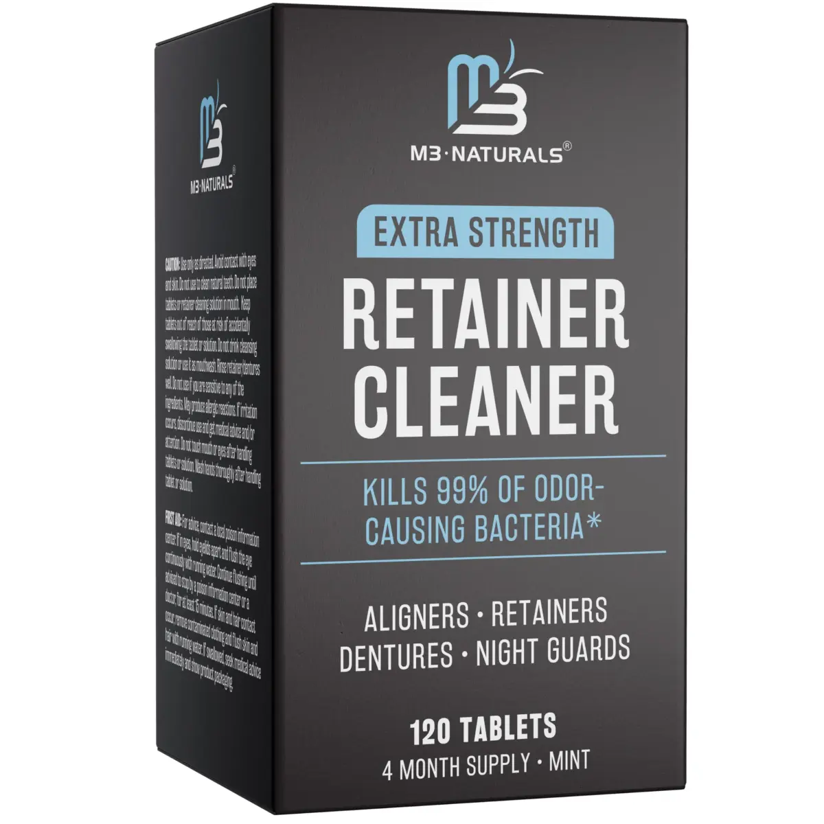 M3 Naturals Mint Retainer Cleaner Tablets 120 Count (4 Month Supply) | Cleans Aligners, Dentures, Mouth Guards - main product image
