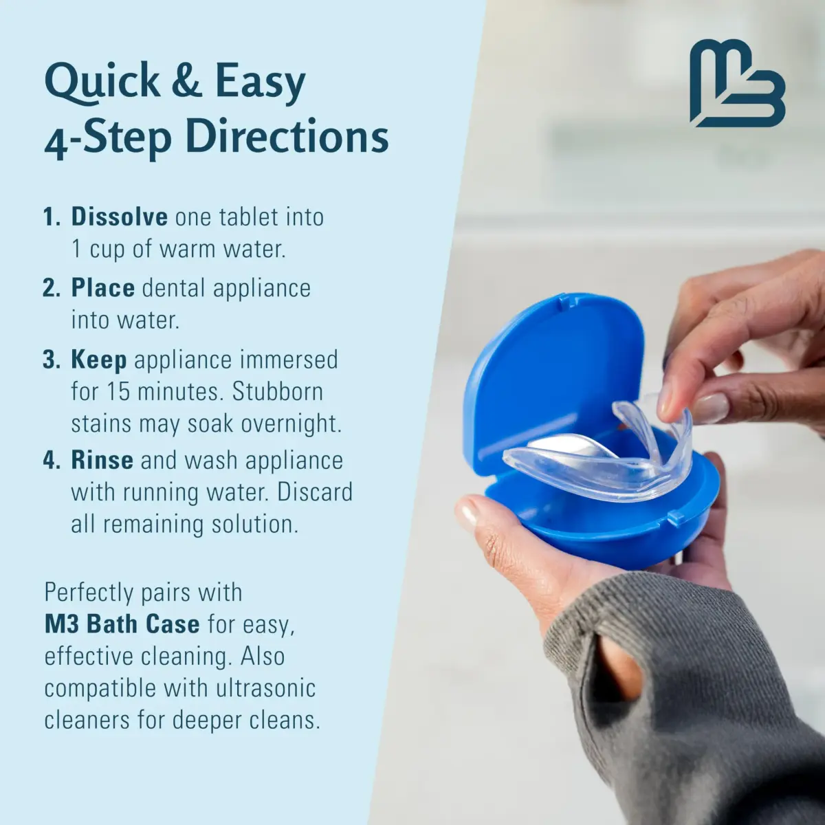 M3 Naturals Mint Retainer Cleaner Tablets 120 Count (4 Month Supply) | Cleans Aligners, Dentures, Mouth Guards - view 9
