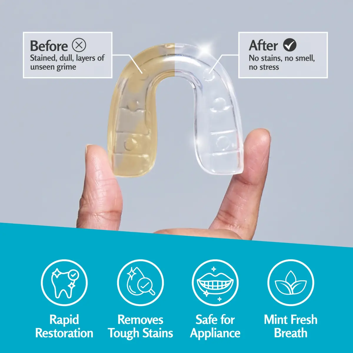 M3 Naturals Mint Retainer Cleaner Tablets 120 Count (4 Month Supply) | Cleans Aligners, Dentures, Mouth Guards - view 4
