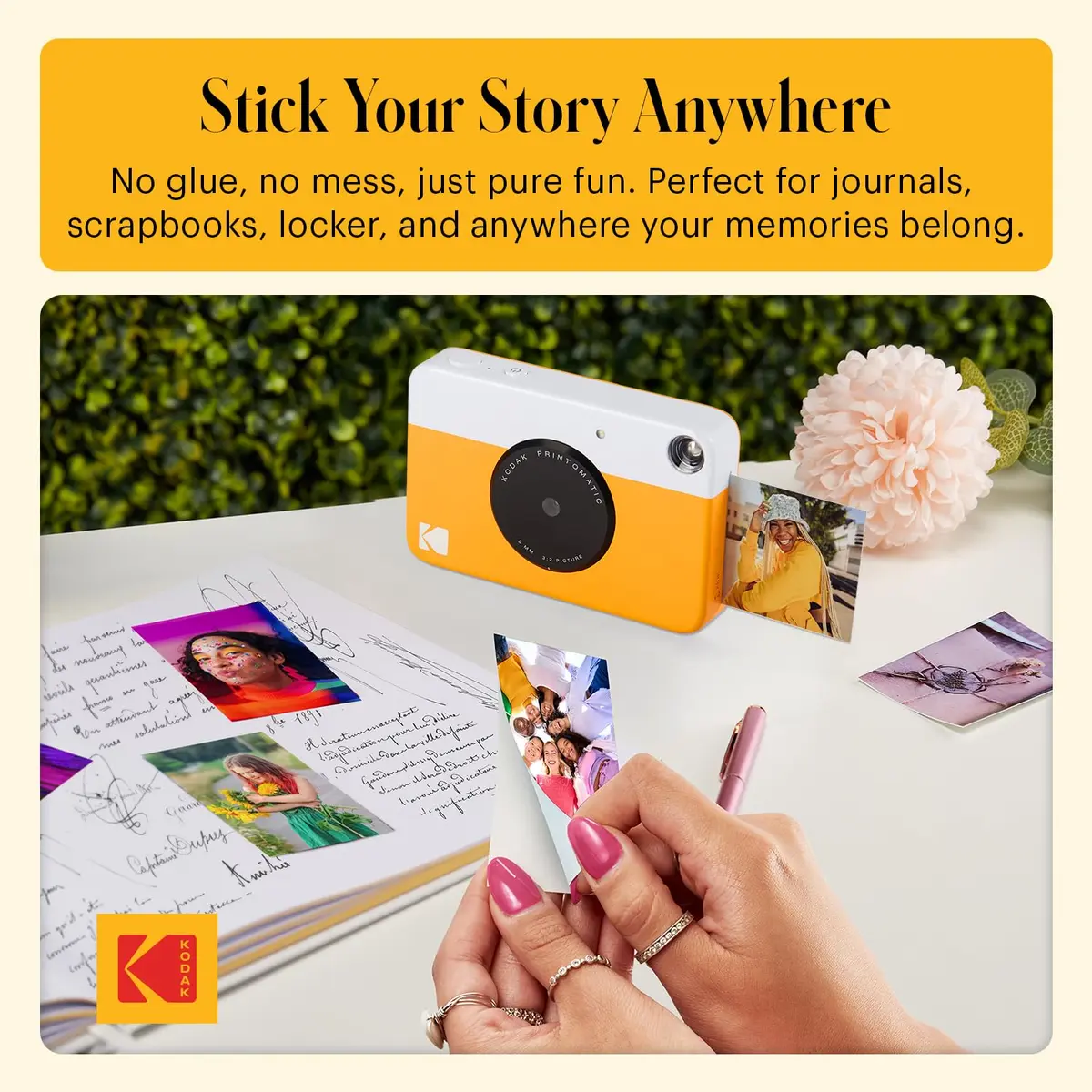 KODAK Printomatic Instant Print Camera Yellow 5MP | Instant Prints with Zink Sticky-Back Paper - view 5